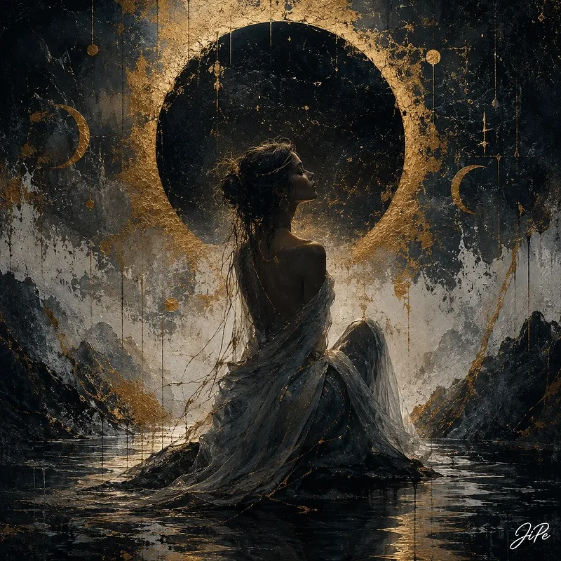 Oljemålning At the Edge of the Eclipse av Jimmy Persson