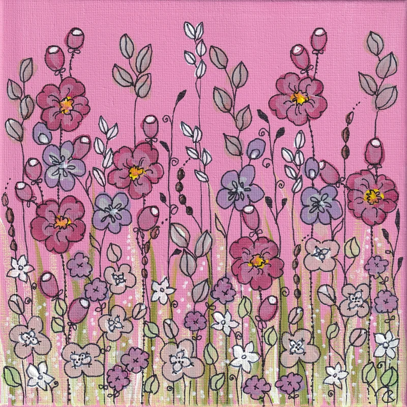 Akrylmålning Everlasting Flower 001 av Kicki Liljeblad