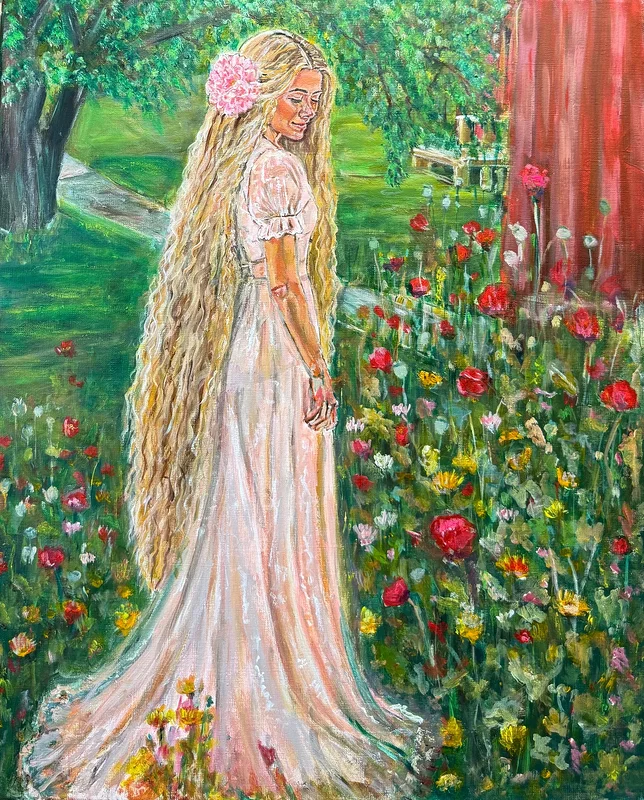 Akrylmålning Sommarblommor av Sofia Jonasson