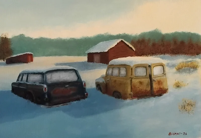 Oljemålning Vinter vy av Björn Malmsten