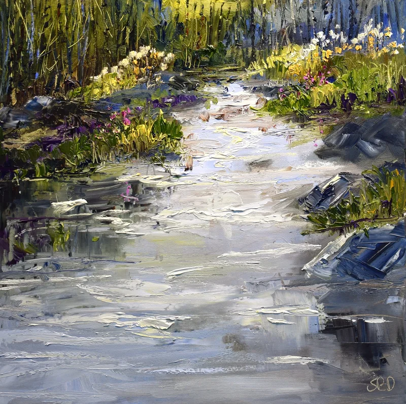 Oljemålning River life av Sonja Brussen