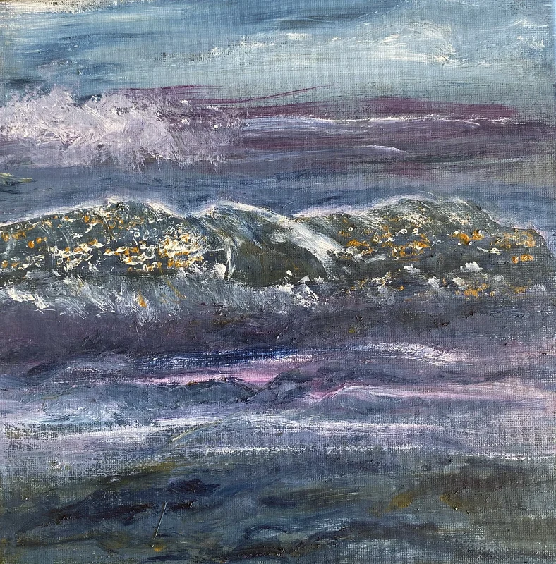 Akrylmålning En ö i havet. av Margareta Mattsson
