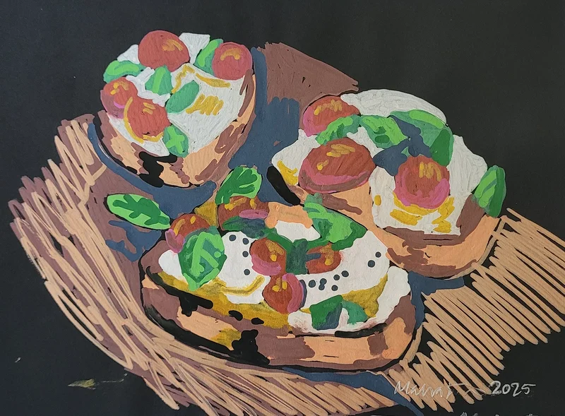 Akrylmålning Tre mackor av Malva Forslin