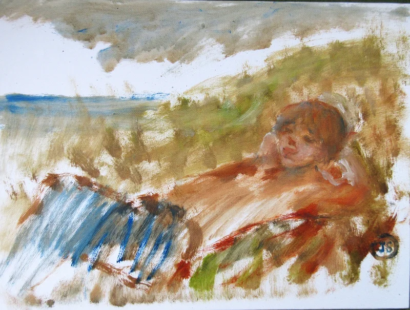 Oljemålning Leisure by the sea av Jan Söderman