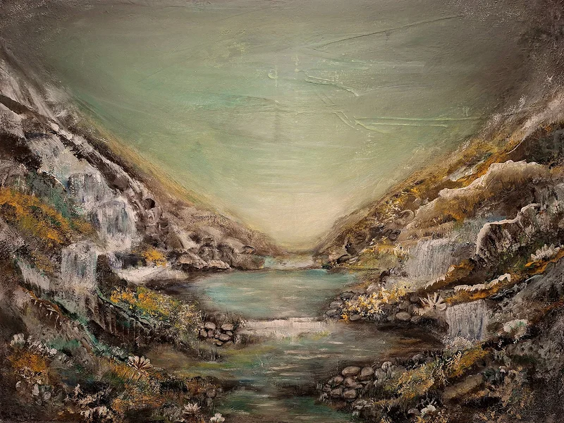 Akrylmålning Serene rapids av Stephanie Blomqvist