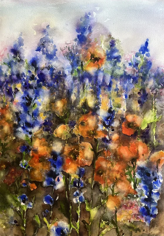 Akvarell Blomster av Åsa Köhler