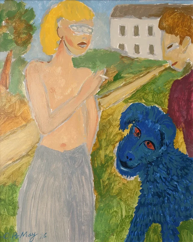 Blue Dog Approaching a Smoking Stranger av Charles Benjamin May