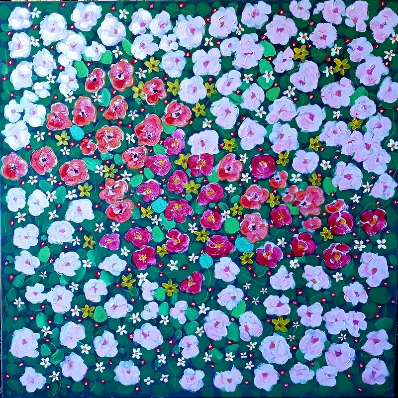 Akrylmålning Blomhav av Bente Mellquist Danielson