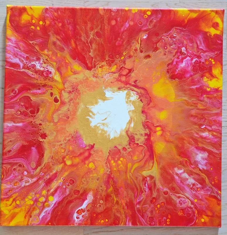 Akrylmålning Red Implosion av Kenneth Emanuelsson