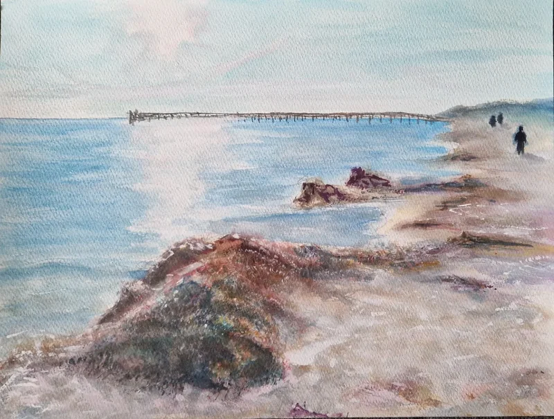 Akvarell Falsterbo winter 1_solitude av Anna M. Puig Molina