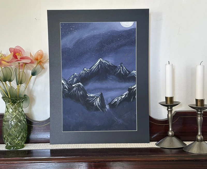 Akrylmålning Dimmiga Bergen av Acmpainting