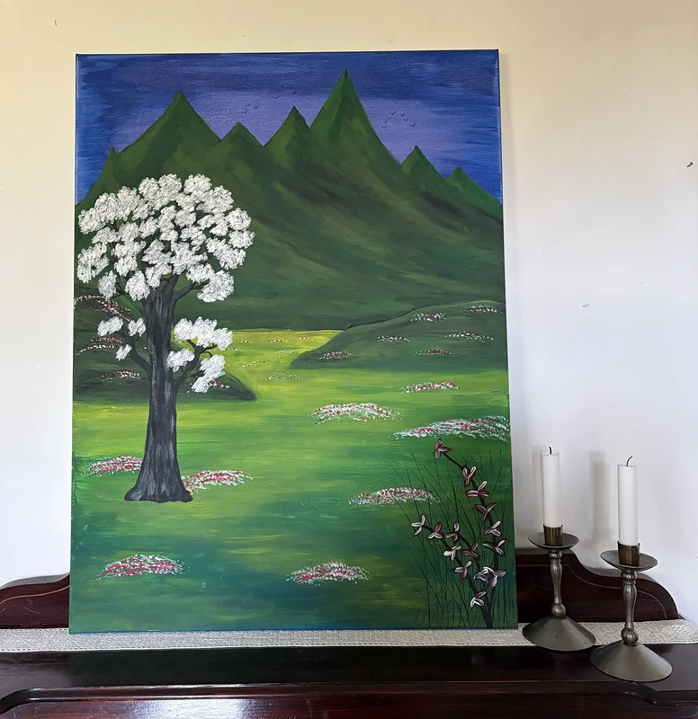 Akrylmålning Dom gröna bergen av Acmpainting