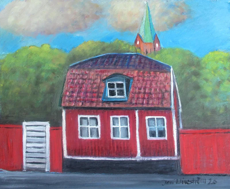 Oljemålning Malmgårdsvägen, Sthlm av Jan Wineström