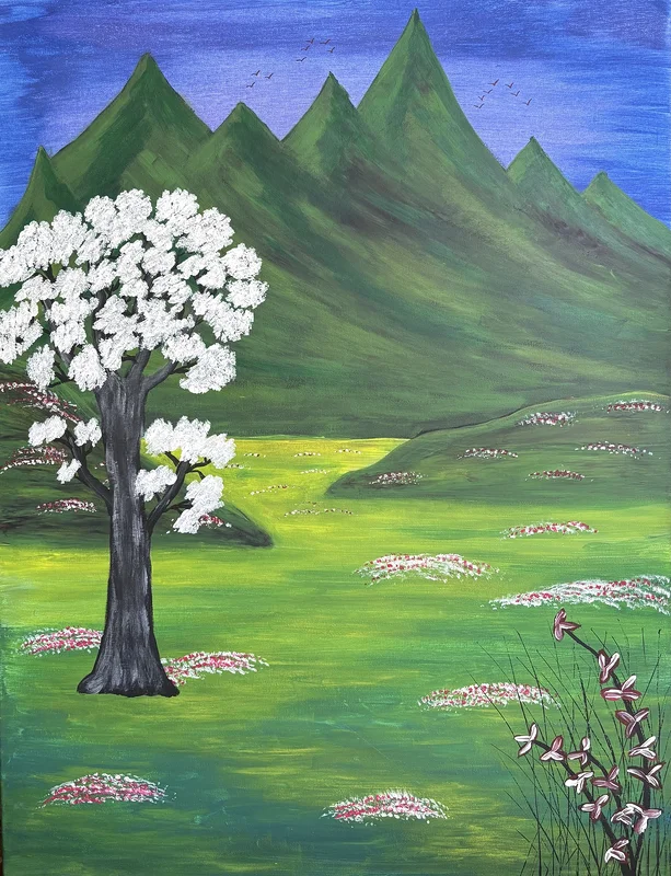 Akrylmålning Dom gröna bergen av Ann-Christin (Acmpainting) Martinsson