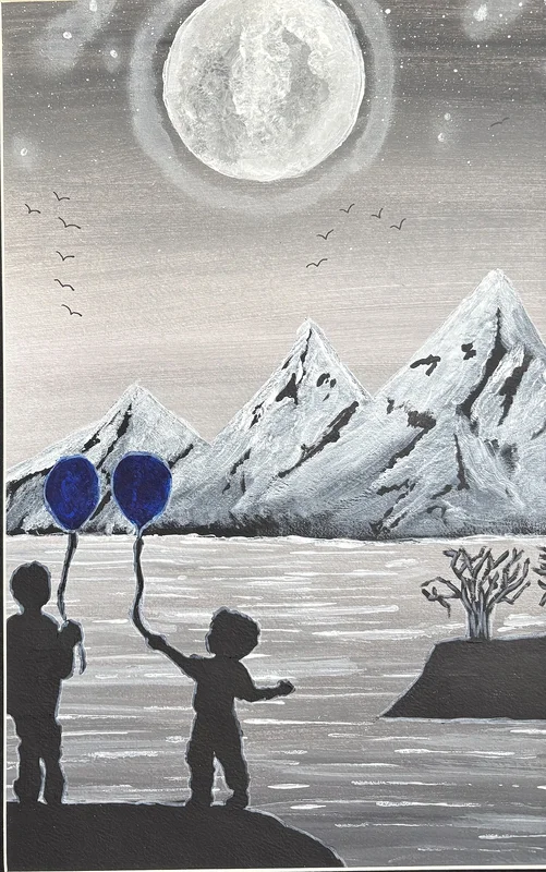 Akrylmålning Pojkarna av Ann-Christin (Acmpainting) Martinsson