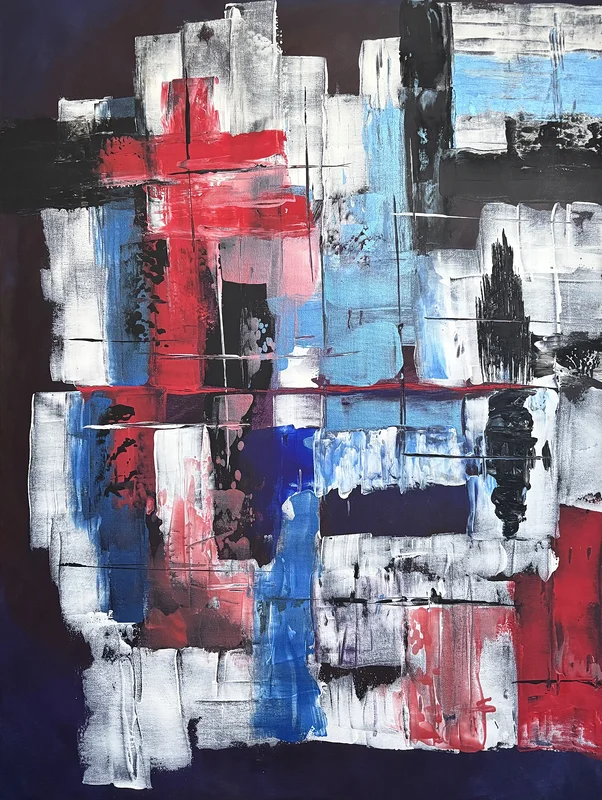Akrylmålning Röda tråden av Ann-Christin (Acmpainting) Martinsson