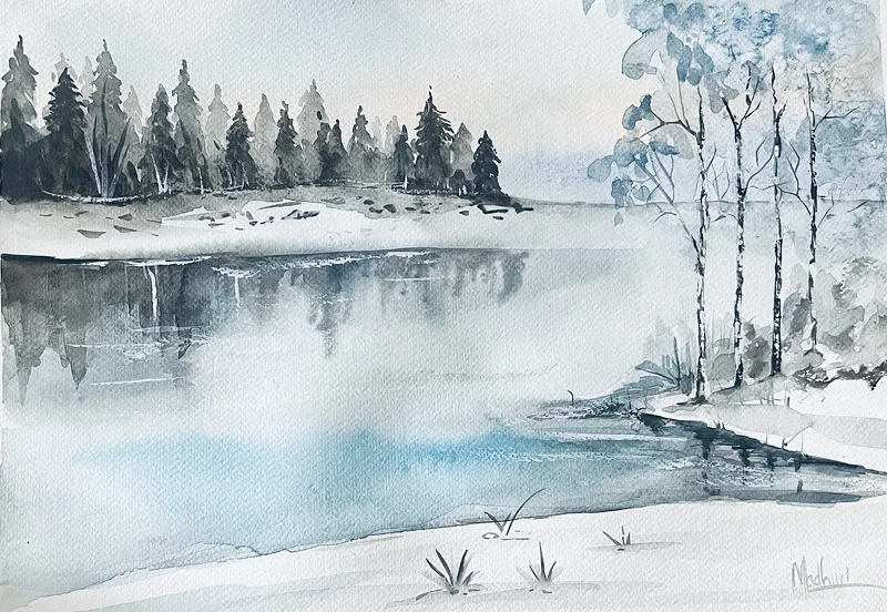 Akvarell In the lap of nature av Madhuri Thakur