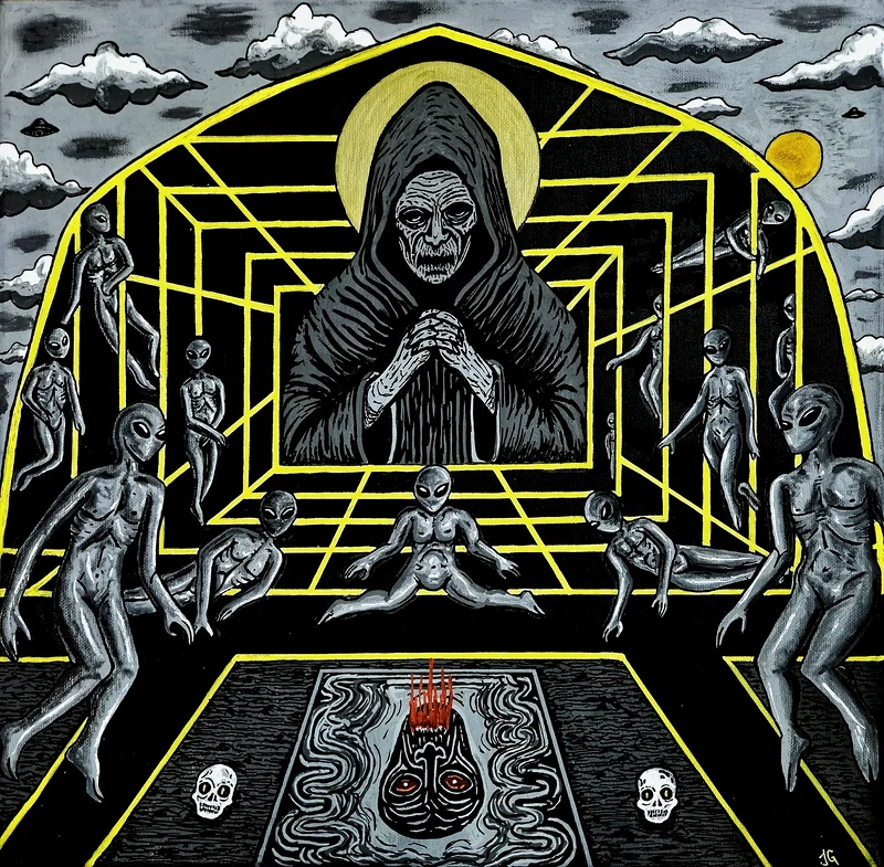 Akrylmålning Grey Mass Mirror av Johan Gustafsson