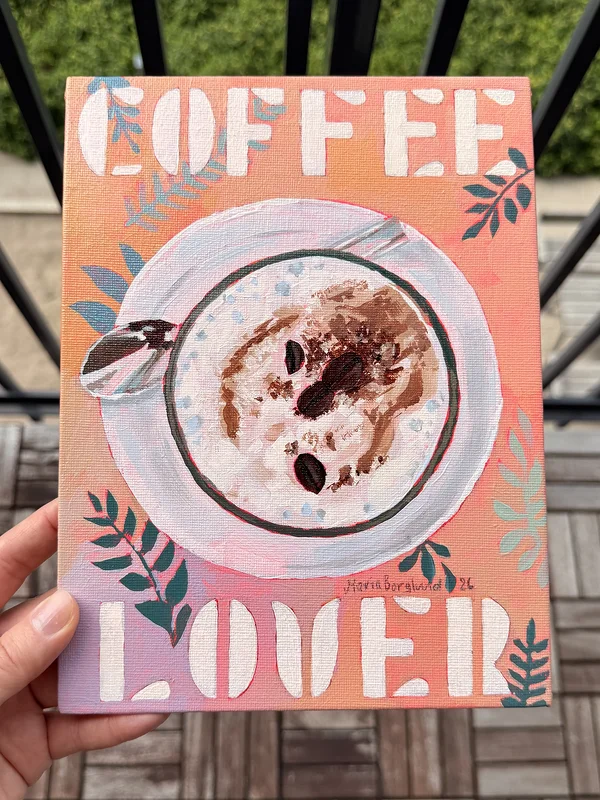 Akrylmålning Coffee Lover av Maria Borglund