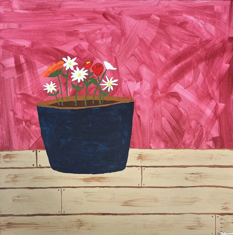 Akrylmålning Eight Flowers av Johanna Müller