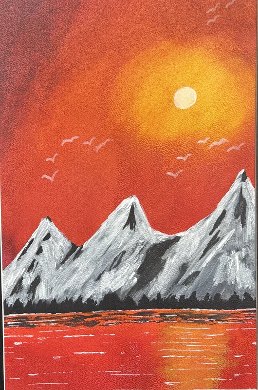 Akrylmålning Orange solnedgång av Ann-Christin (Acmpainting) Martinsson