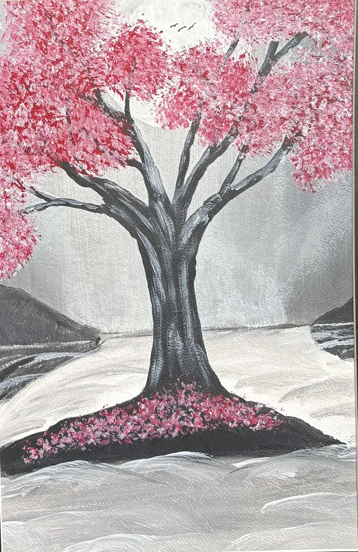 Akrylmålning De rosa trädet av Ann-Christin (Acmpainting) Martinsson