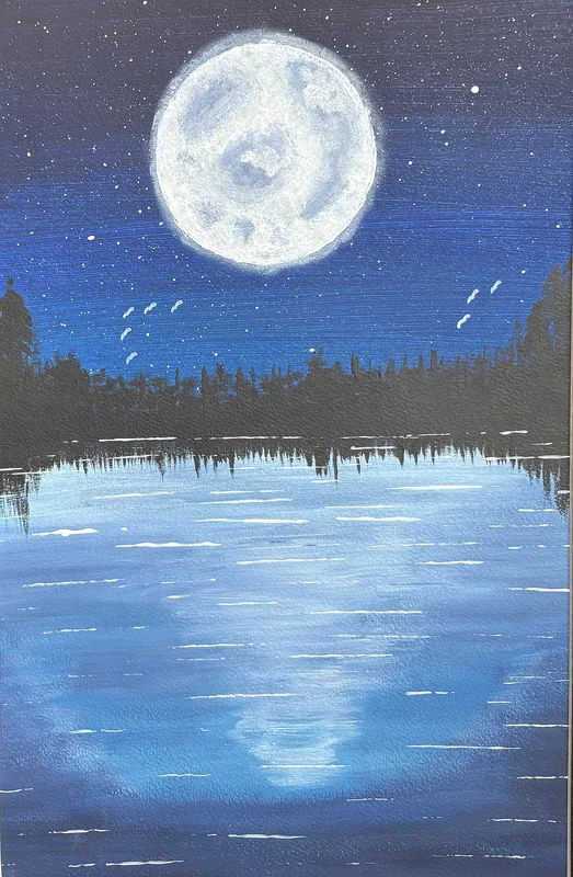 Akrylmålning Månsken i natten av Ann-Christin (Acmpainting) Martinsson