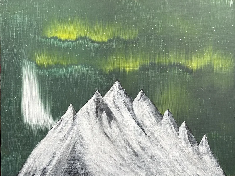 Akrylmålning Norrsken i natten av Ann-Christin (Acmpainting) Martinsson