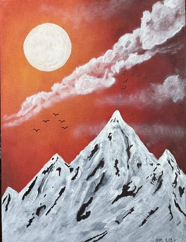 Akrylmålning De snöiga bergen av Ann-Christin (Acmpainting) Martinsson