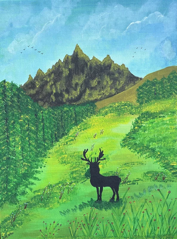 Akrylmålning Den fria hjorten av Ann-Christin (Acmpainting) Martinsson