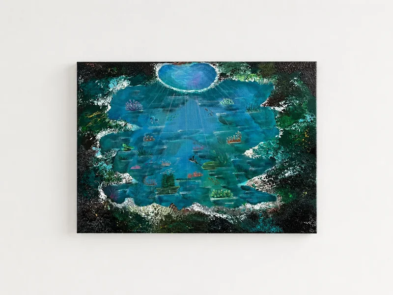 Akrylmålning Submerged Eden av Hedvig Nordström