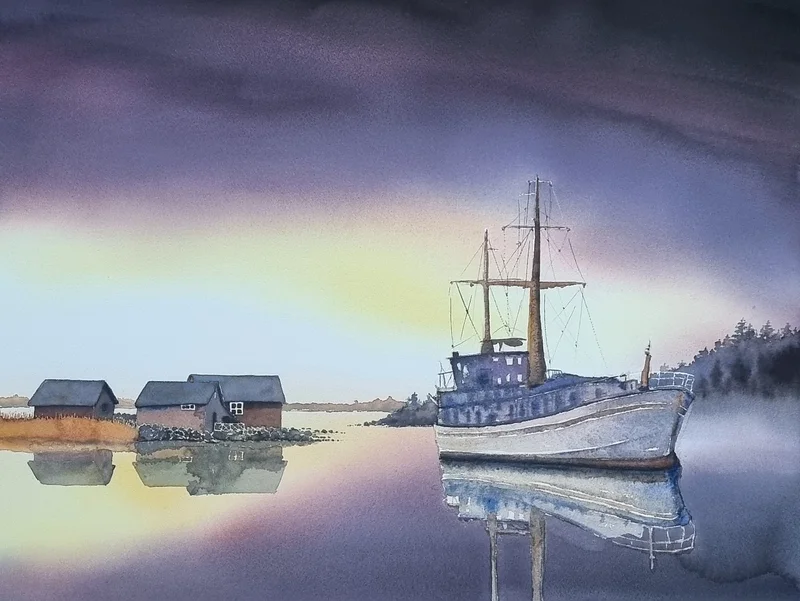 Akvarell av Mikael Berglund