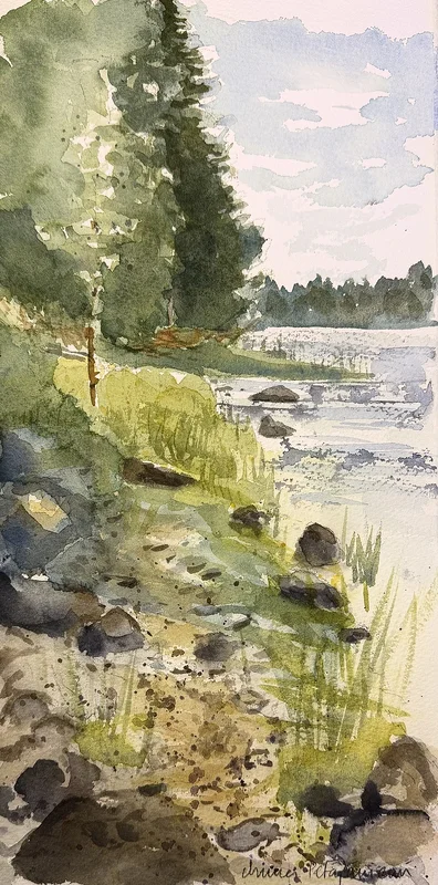 Akvarell Stranden i Jock av Minna Petäjäniemi