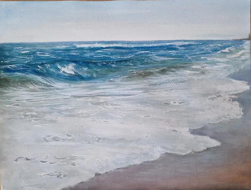 Akvarell Torredembarra in a windy day av Anna M. Puig Molina