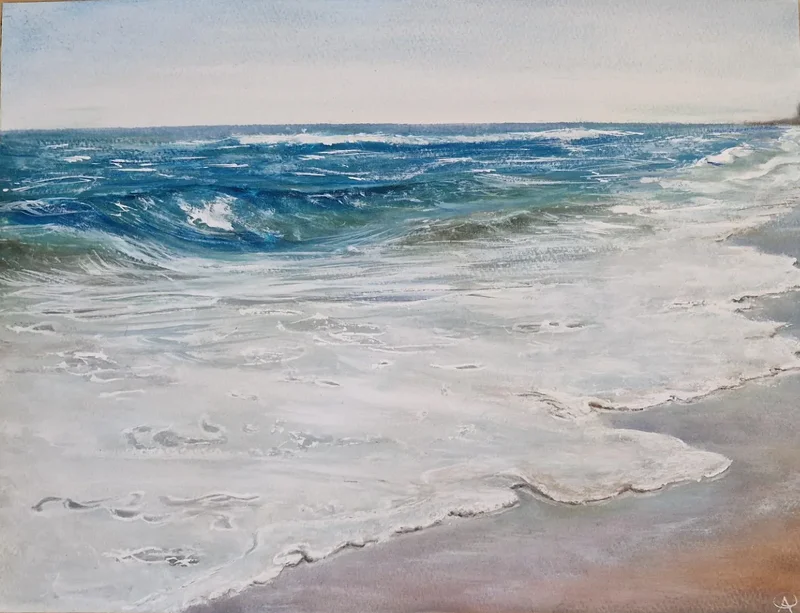 Akvarell Torredembarra on a windy day av Anna M. Puig Molina