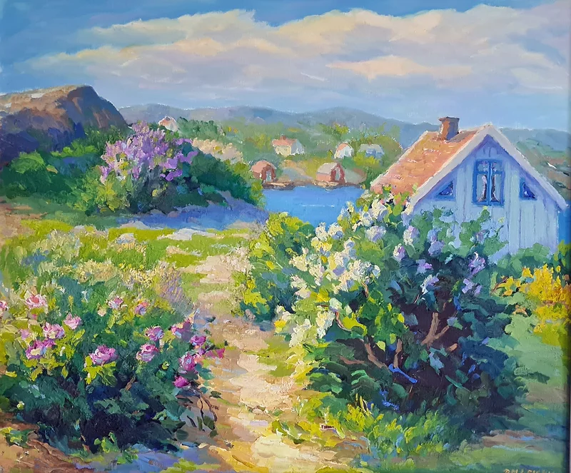 Oljemålning Försommar i Bohuslän av Rosmarie Leisky