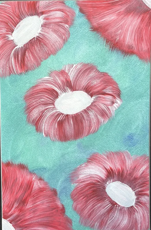 Akrylmålning Röda blommor av Ann-Christin (Acmpainting) Martinsson