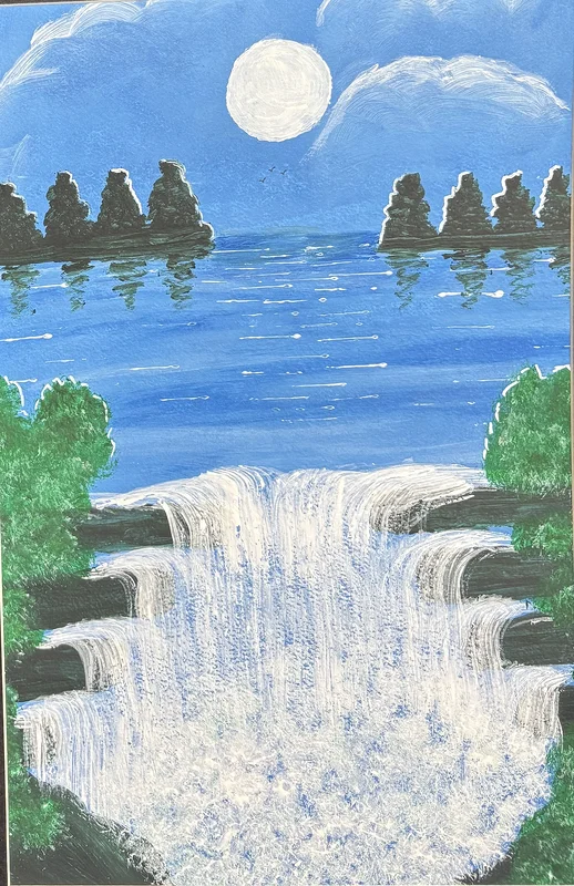 Akrylmålning Brusande vattenfall av Ann-Christin (Acmpainting) Martinsson
