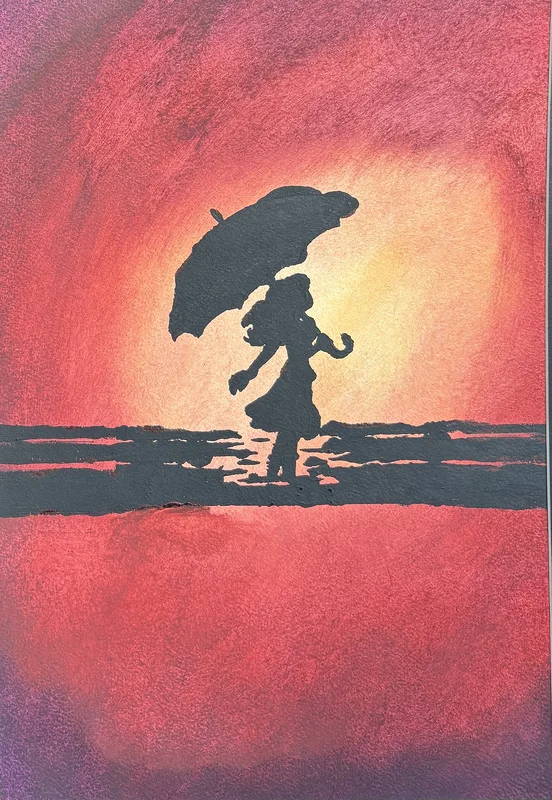 Akrylmålning Flickan på bron av Ann-Christin (Acmpainting) Martinsson