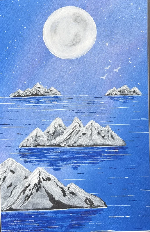 Akrylmålning Bergen i havet av Ann-Christin (Acmpainting) Martinsson