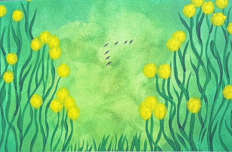 Akrylmålning Smörblommor av Ann-Christin (Acmpainting) Martinsson