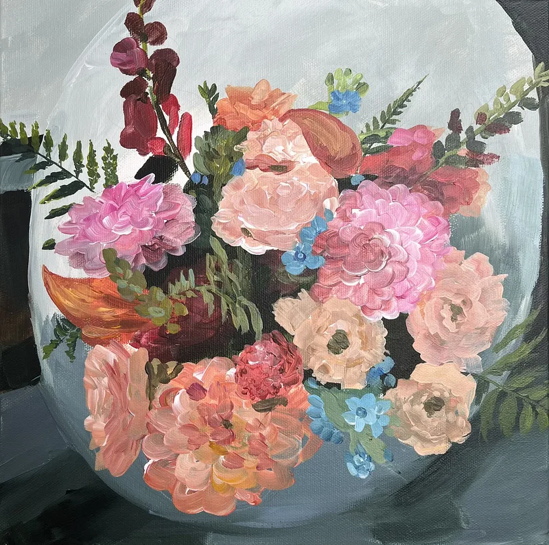 Akrylmålning Blombukett av Julija D