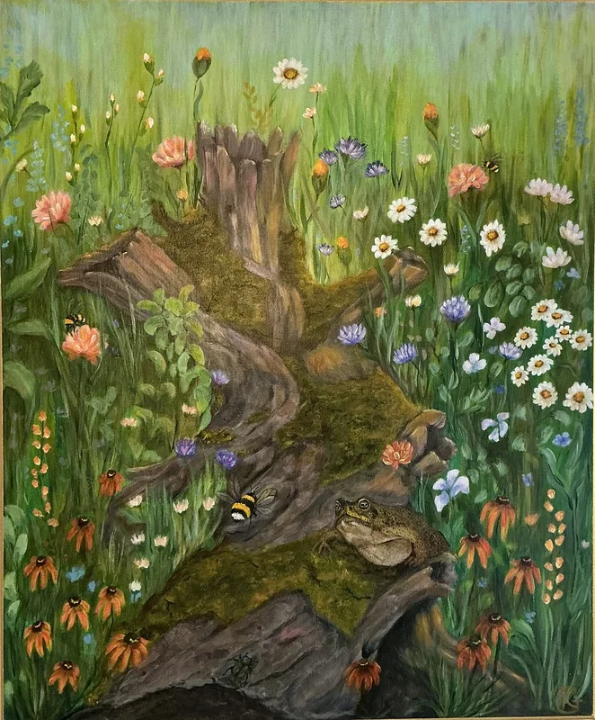 Akrylmålning Summer meadow av Kerstin Grönqvist