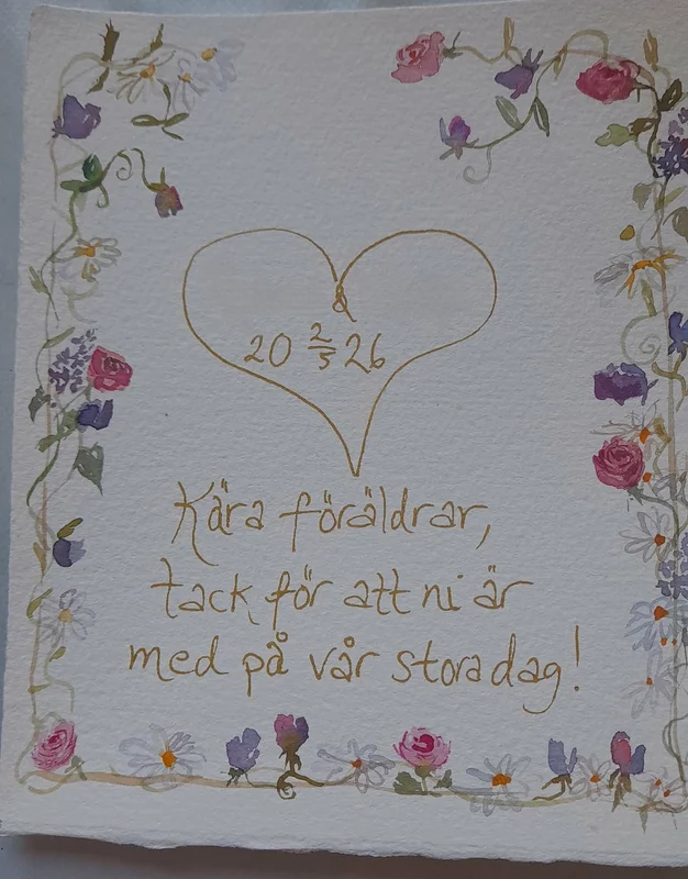 Akvarell Placeringskort/ bröllop av Petra Skogsberg