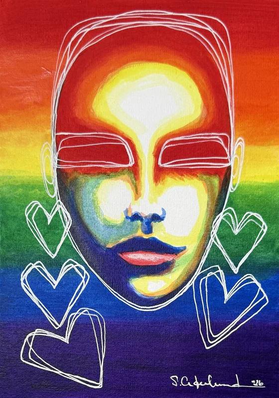 Akrylmålning Rainbowe Love av Susanne Cederlund