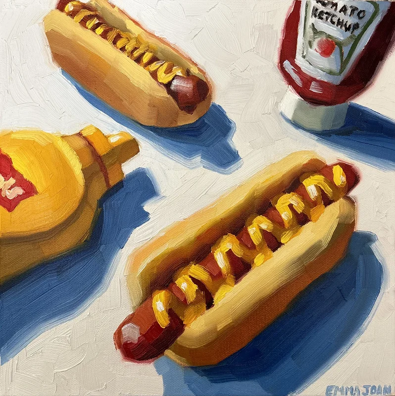 Oljemålning Hot Diggity Dogs av Emma Joan