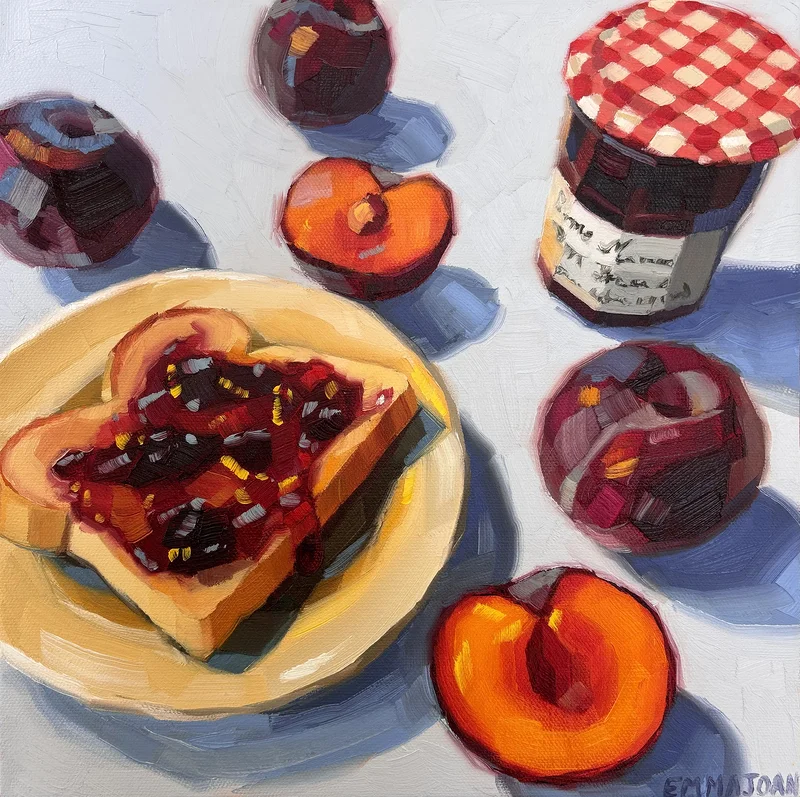 Oljemålning Plum Jam av Emma Joan