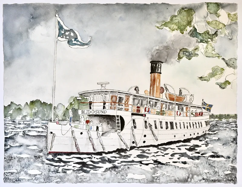 Akvarell Bästa Blidösund, av Cécile Hansson
