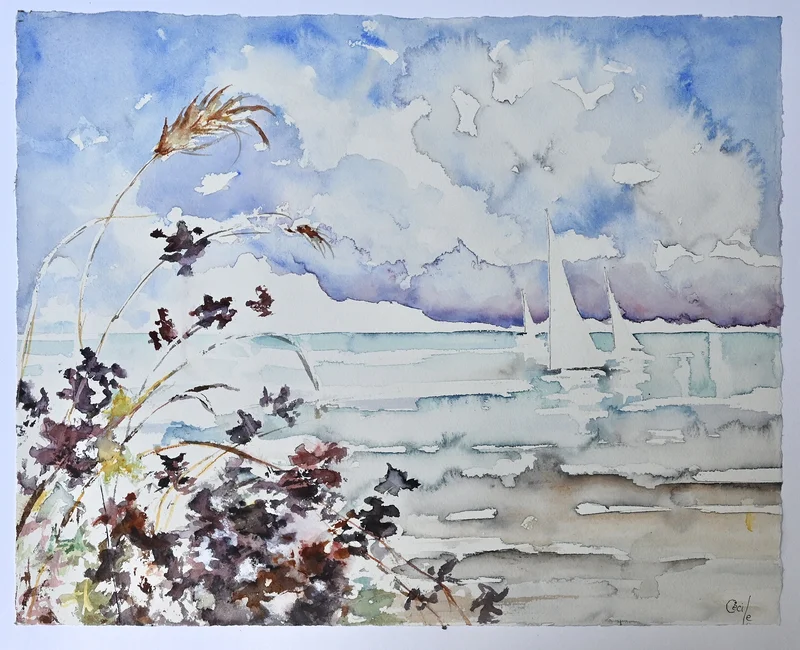 Akvarell Blomstertid av Cécile Hansson