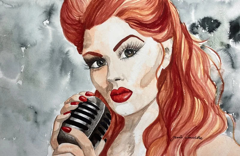 Akvarell Fiery red av Jennie Larsdotter